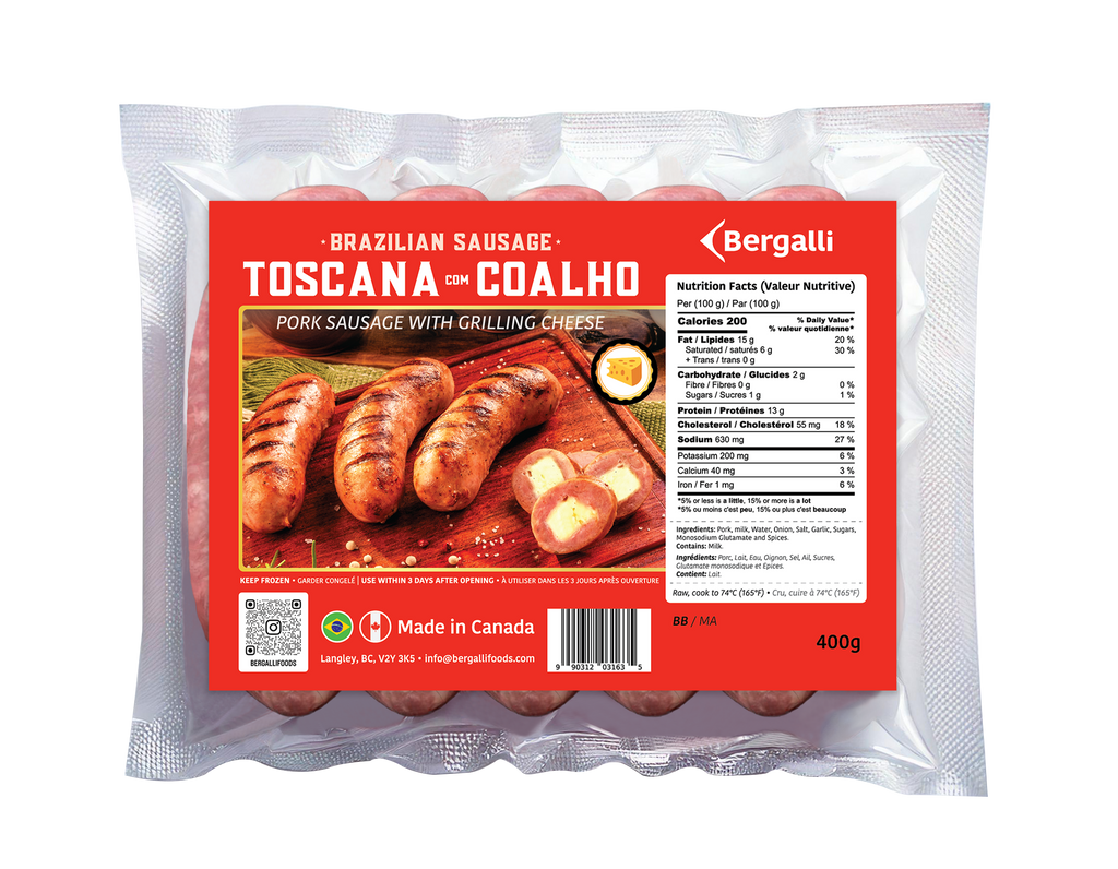 Linguica Toscana com Queijo Coalho 400g (BERGALLI)